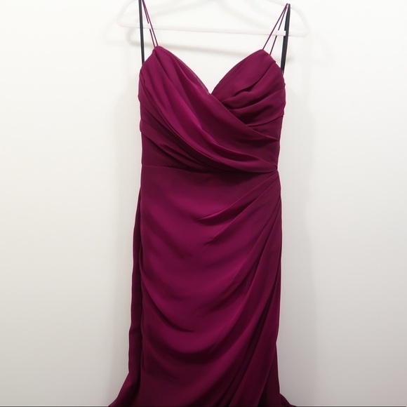 NOIR BY LAZARO Wine Bridesmaid Gown - Picture 5 of 11